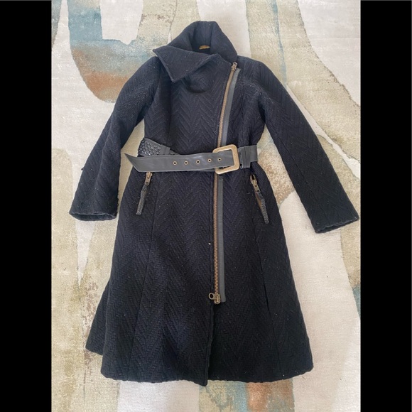 Mackage Shia 2 -in-1 tailored wool coat with sash belt, Blue XS / TP. - Picture 2 of 11